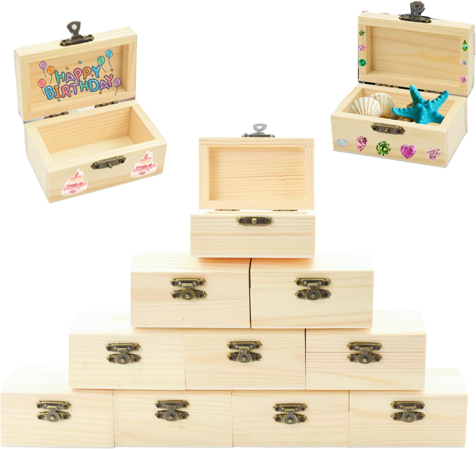 Abnaok Holzkiste Klein, 10 Stück Holz Schatzkiste Schatztruhe ...