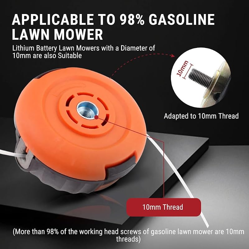 Uadme M10x1.25 Damilfej Szett Fűkaszához - Kompatibilis MX557, P4500, PP125, PP136E, PPB200E, PPB350, PPB32SST Modellekkel, Tartós Fűnyíró A