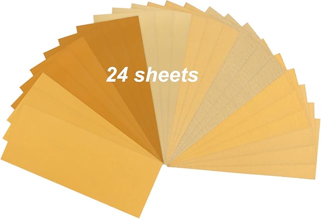Sandpaper 24 Pcs Wet and Dry Sandpaper Mixed Grit of 80/120/180/240/320/400/600/800 Abrasive Paper Sheet 9 x 3.6 Inch Sand Paper for Wood Furniture,Finishing Metal Sanding and Automotive Polishing