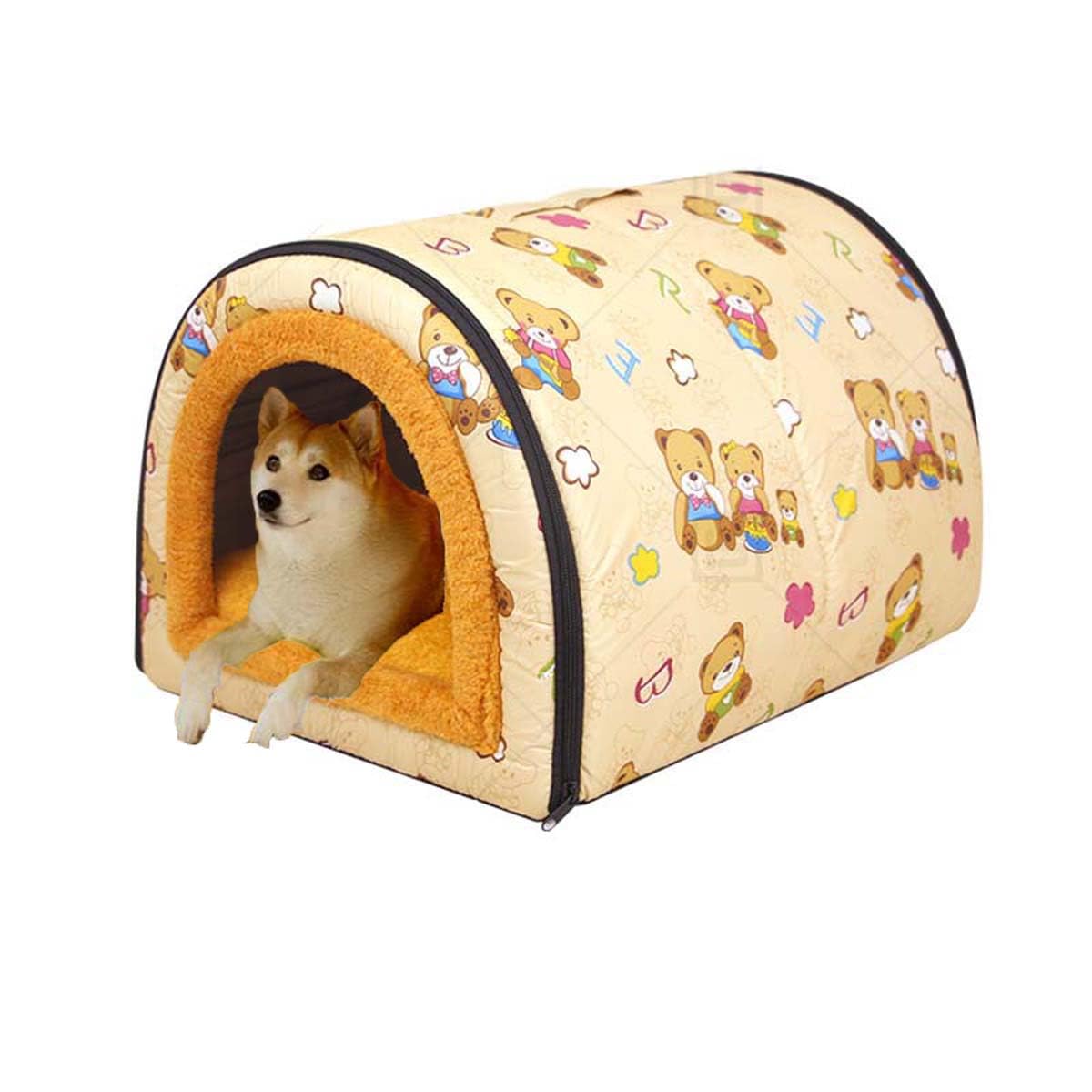 Dog Cave Bed Igloo, 2 In 1 Foldable Dog Bed House with Removable Cushion Pillow, Warm Cat Tent, Portable Anxiety Relief Pet Cave Bed for Cats Puppy Medium Dogs (XL for Pet under 15kg,D Color)