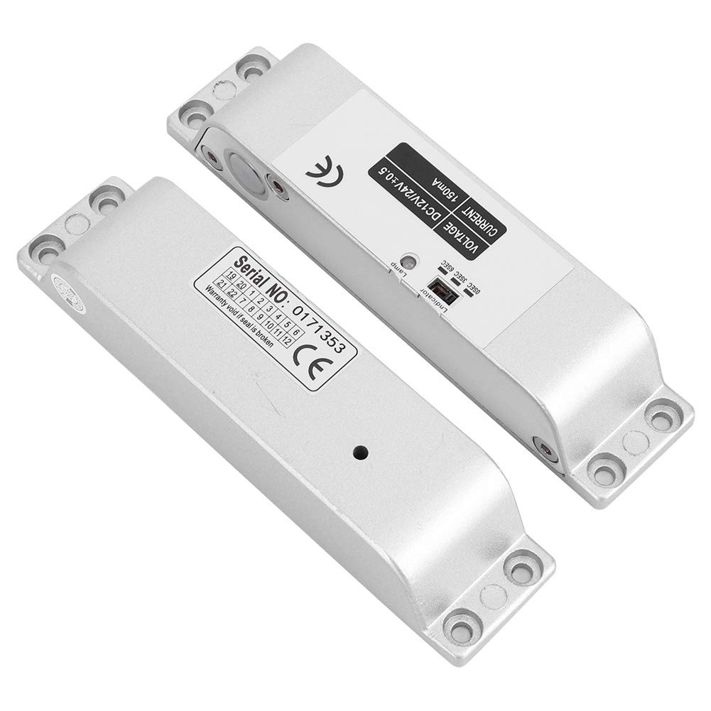 Cerradura de Perno de Caída Eléctrica, Cerradura de Puerta Electrónica Magnética de Modo DC 12V/24V NC con Retardo de Tiempo, Cerradura de Mortaja Eléctrica para Sistema de Control de Acceso