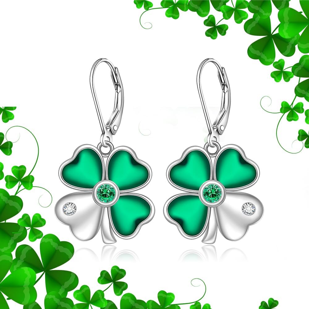 St Patricks Day Accessories Clover Earrings For Women Sterling Silver Shamrock Earrings Celtic Knot Dangle Jewelry Valentine Mothers Day Irish Shamrock Gifts - Image 4
