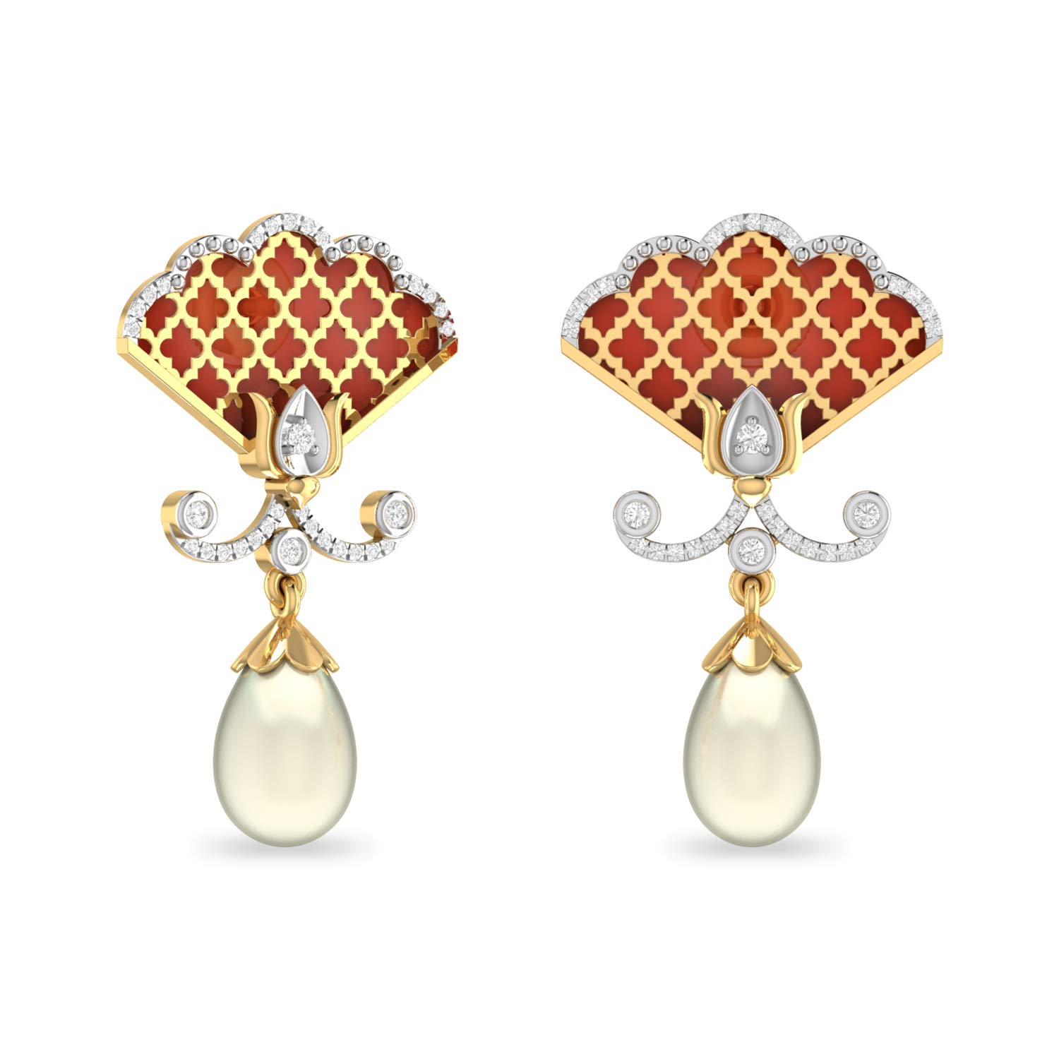Yellow Gold and Diamond Stud Earrings for Women-image-24