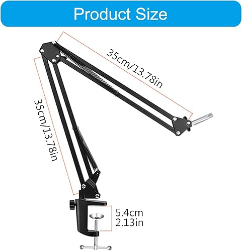 Miniatura 6 de NB35 Microphones Stand for Table Microphones Arm Swivels and MS089SV Microphones Shock Mount Silver for Track