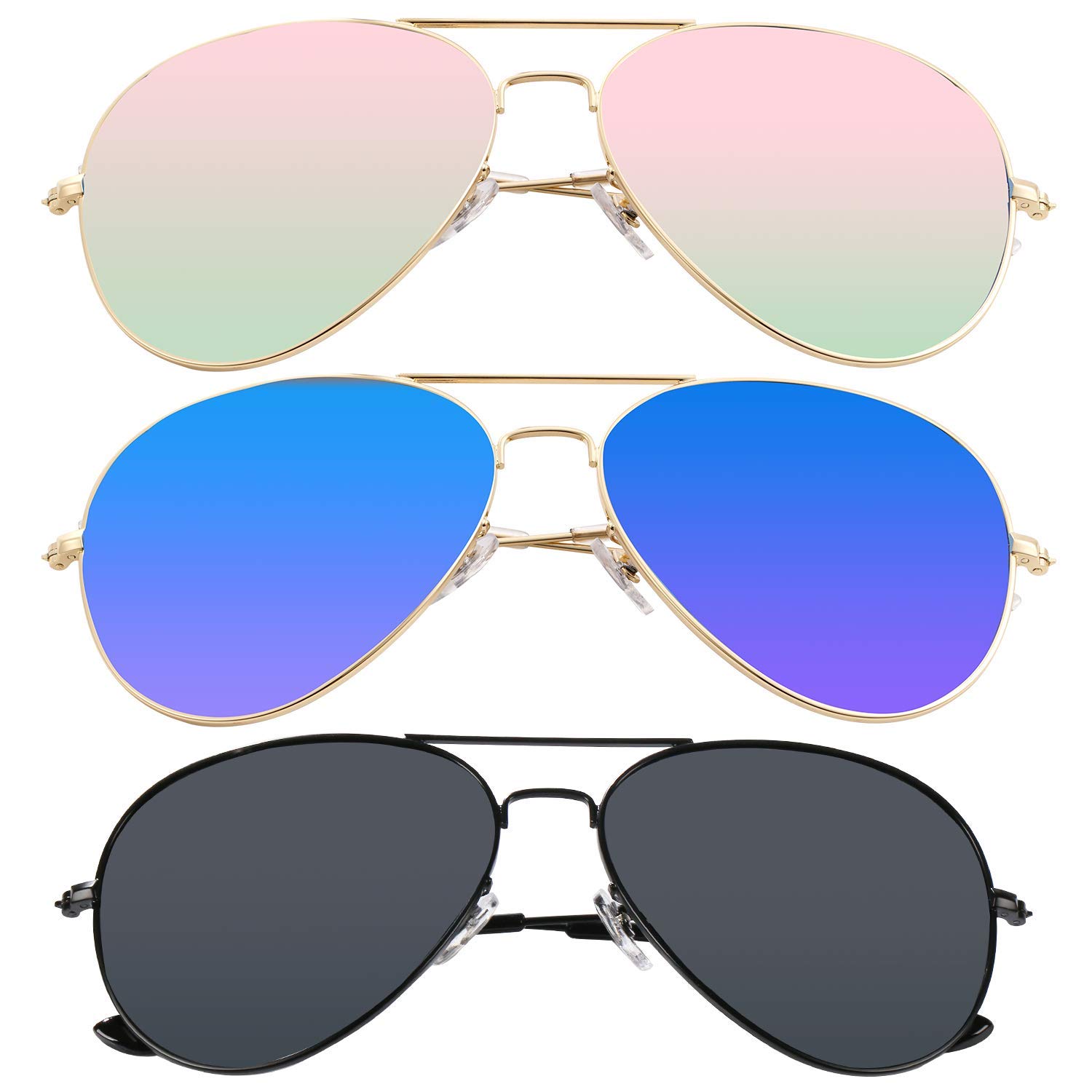 Bio-th Polarized Aviator Sunglasses for Women Men UV Protection Metal Mirror Frame