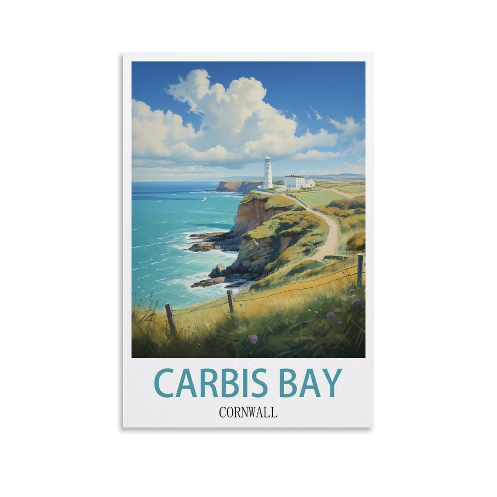 Vintage Metal Tin Signs,Carbis Bay Cornwall,Wall Poster Retro Tin Sign Metal Plaque for Bar Wall Decor Home Living Room Wall Art Decor 30x40cm