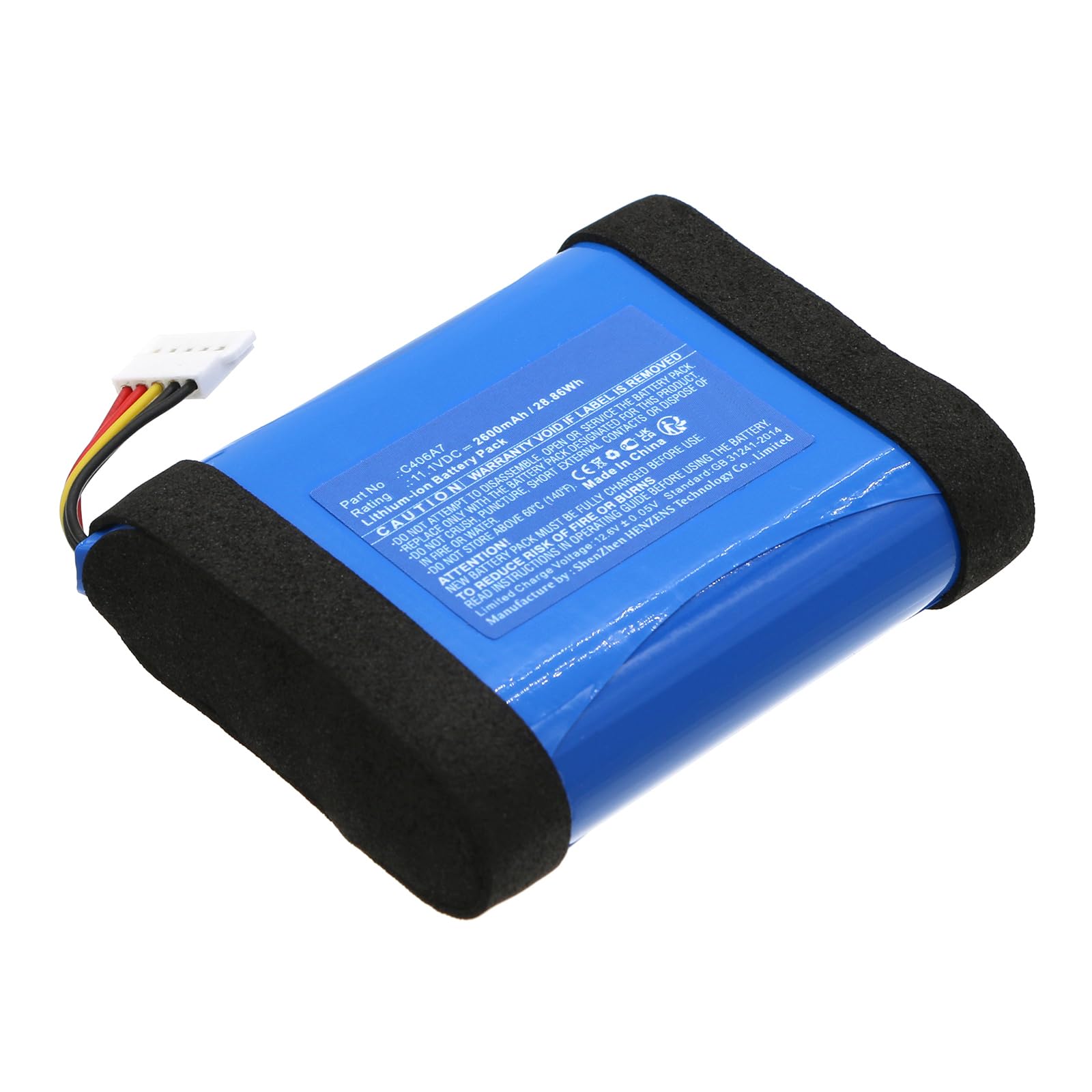 Synergy Digital Speaker Battery, Compatible with Marshall Middleton Speaker, (Li-ion, 11.1V, 2600mAh) Ultra High Capacity, Replacement for Marshall C406A7 Battery