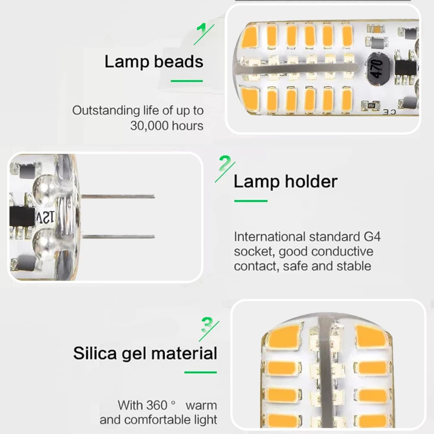 6pcs LED Bulb Bi-Pin Base Lights 3W AC/DC 12V Warm White 3000K G4 Bulb for Outdoor Lighting Deck Stair Step Path Paver Lights Landscape Bulbs