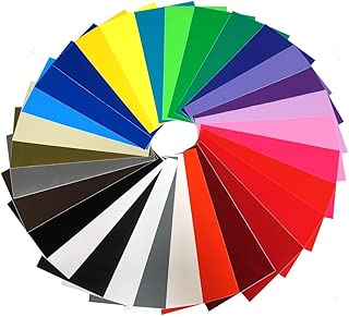 Vinyl Ease 6" x 12" 30 Sheets Assorted Colors Gloss Permanent Adhesive Vinyl for Cricut, Silhouette, Pazzles, Craft ROBO, QuicKutz, Craft Cutters, Die Cutters, Sign Plotters - V0001