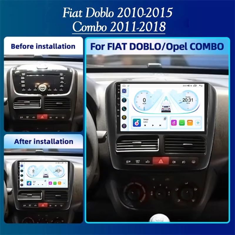 Radio de 9" para Fiat Doblo y Combo con Android Auto y CarPlay inalámbrico 2