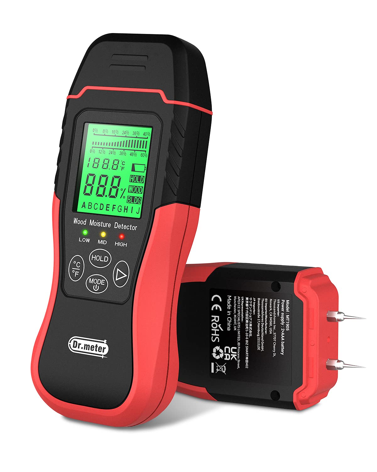 Buy Moisture Meters,Dr.meter Damp Meter MT1905 Digital Moisture Detector Moisture Tester, Pin