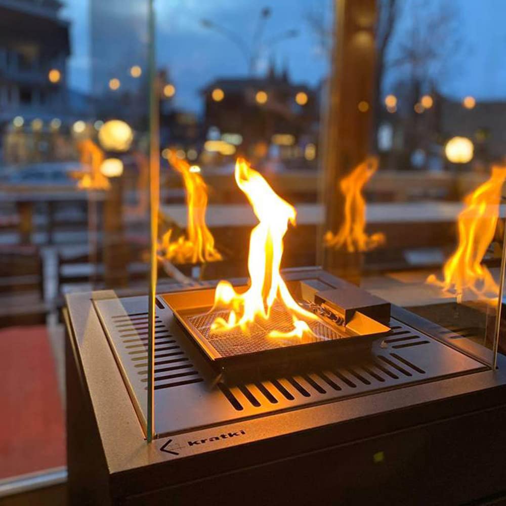 KRATKI Stufa da terrazza a gas G30/ 136,6 x 44,2 cm Ecodesign 37mbar 8,2 kW | Patio Esterno Moderna Stufa a Gas 8,2 kW con Ruote per Giardino Terrazza 136,6 x 44,2 cm Propano G30/37mbar Alimentazione
