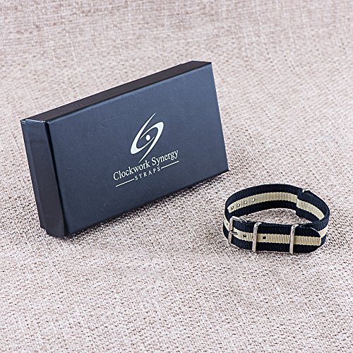 Image of Clockwork Synergy Classic Ballistic - 20mm Black & Beige Nylon Ballistic Watch Strap Band