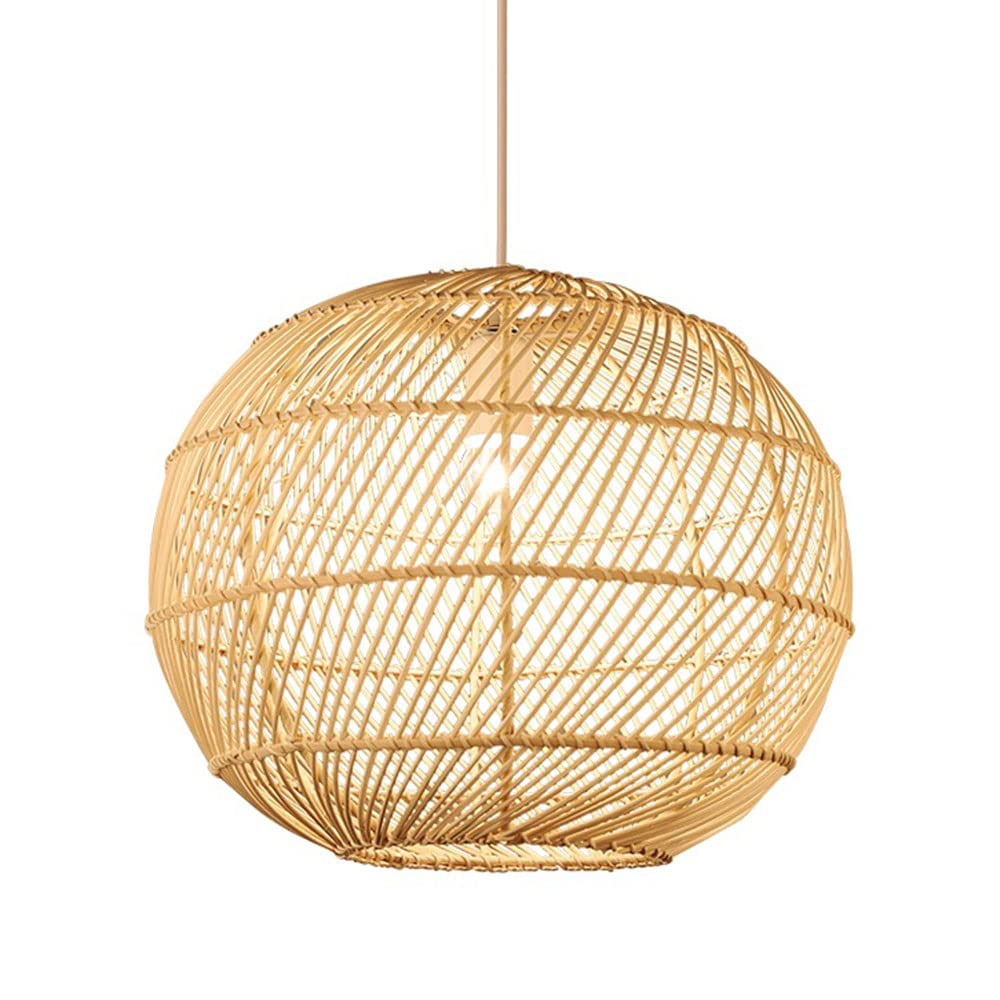 LYMSXAZOU Rattan Chandelier Bamboo Weaving Pendant Light Fixtures Vintage Ceiling Shades Flushmount Hanging Simple And Creative Lighting For Pastoral