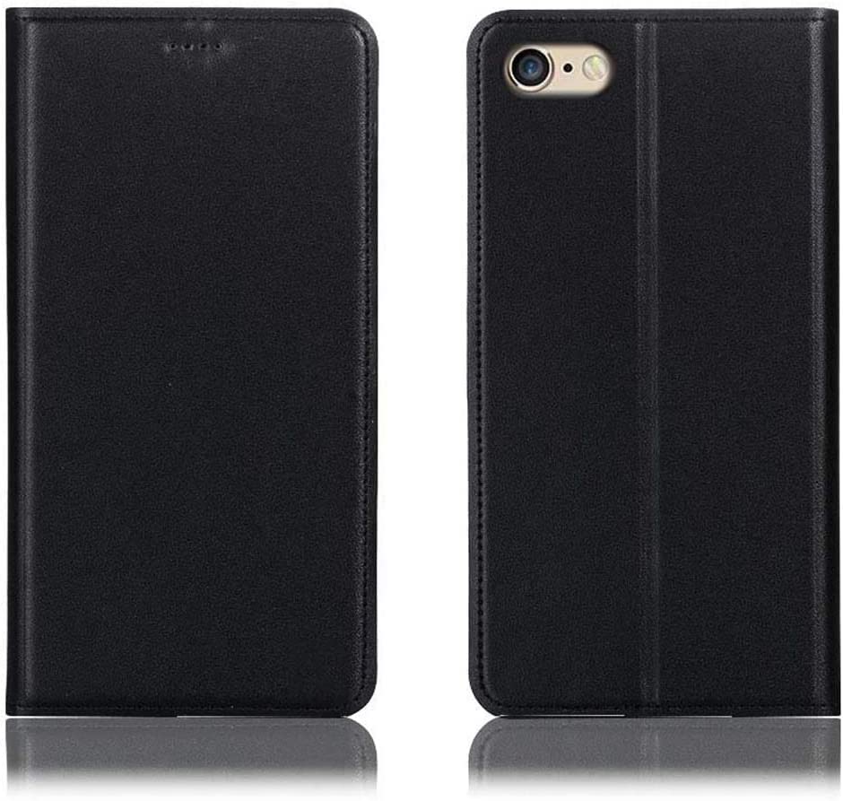 Étui portefeuille iPhone SE 2 KANUZ cuir noir avec fente carte