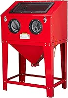 Parts-Diyer 90 Gallon Heavy Duty Sandblasting Cabinet with LED Light, 4 Ceramic Nozzles, 40-80 PSI for Rust Paint Removal - Red