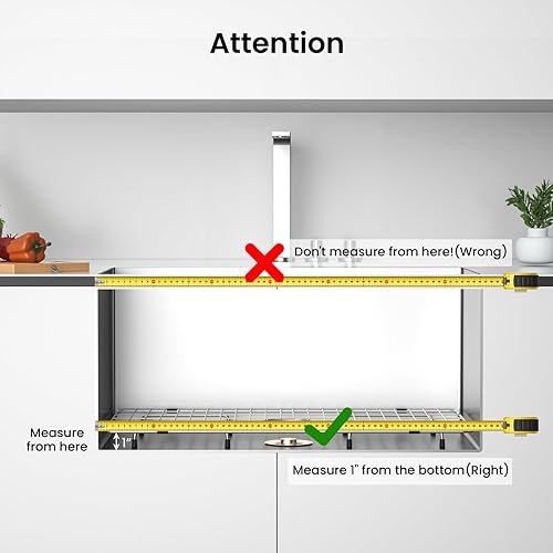 Vista 6 de Rejilla de fregadero de acero inoxidable y protectores para la parte inferior del fregadero de cocina, rejilla inferior de fregadero de 26 x 14 1/16