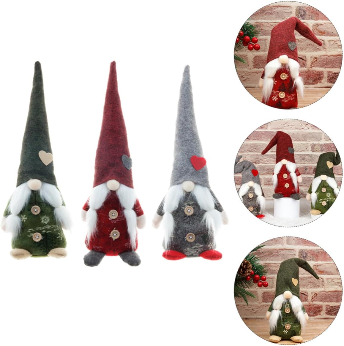 3pcs Christmas Faceless Cloth Dolls Standing Figurines, Lovely Appearance Decoration for Christmas Tree and Home