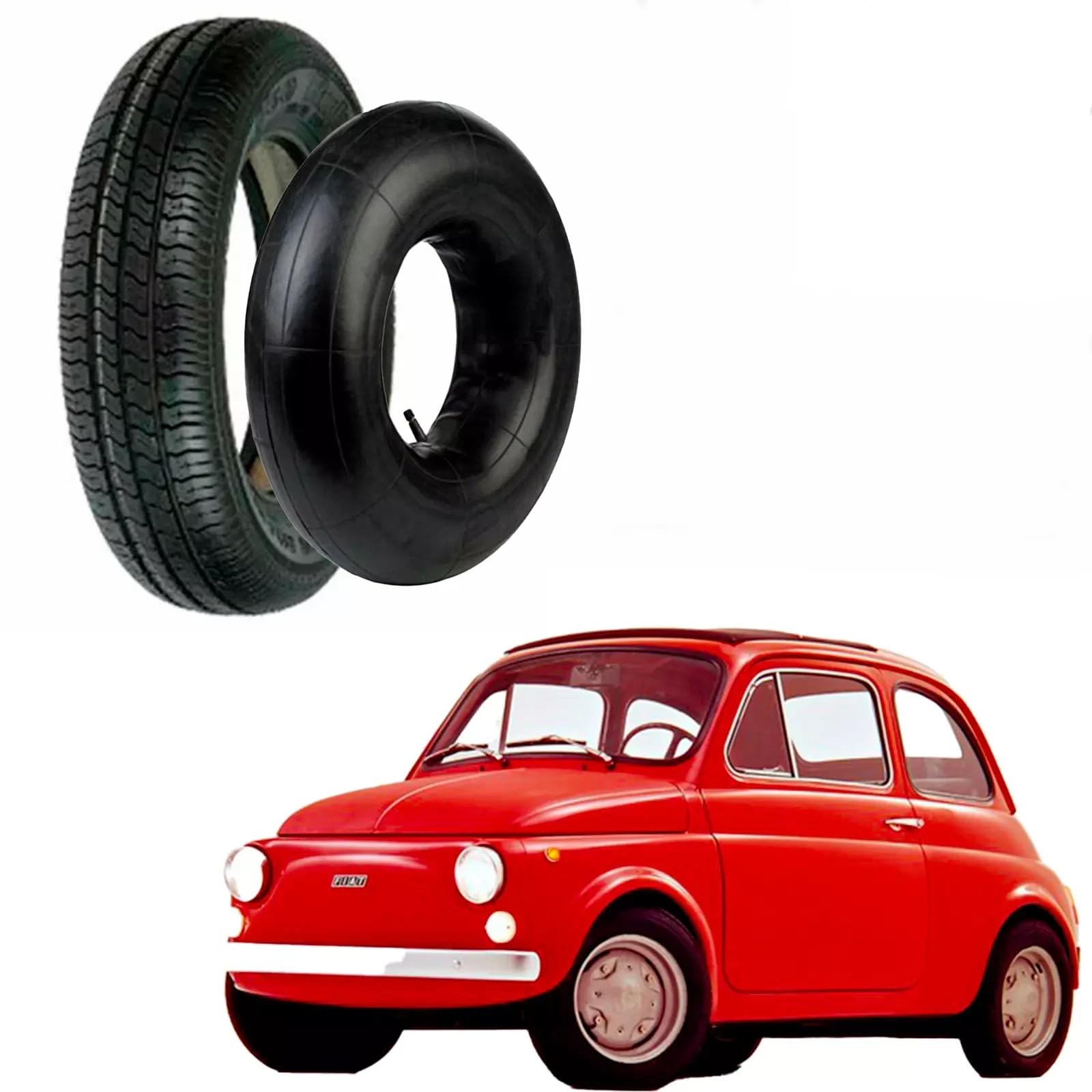 KIT 4 PNEUMATICI + 4 CAMERE D'ARIA 125 12 63S TUBELESS 125 SR12 compatibile con FIAT 500 epoca