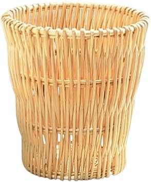 Trash Can Rattan Trash Can Without Lid,Woven Hyacinth Garbage Can,Willow Woven Flower Pots Sundries Garbage Bin for Bedroom Kitchen Wastebasket Color Wood Color