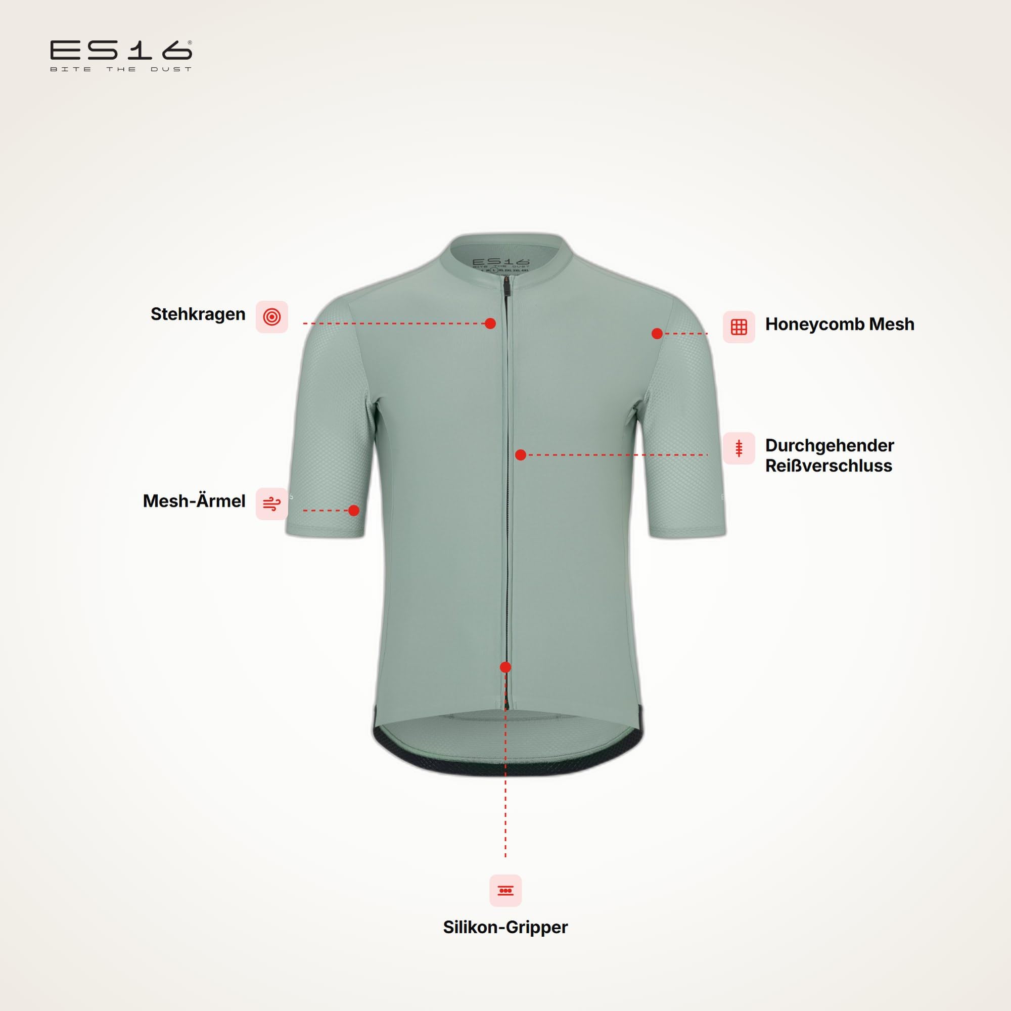 Radtrikot Herren Premium Cycling Trikot mit Mesh-Ärmeln, Race-Fit Schnitt und Reißverschluss – Atmungsaktives Polyester für Rennrad und Triathlon