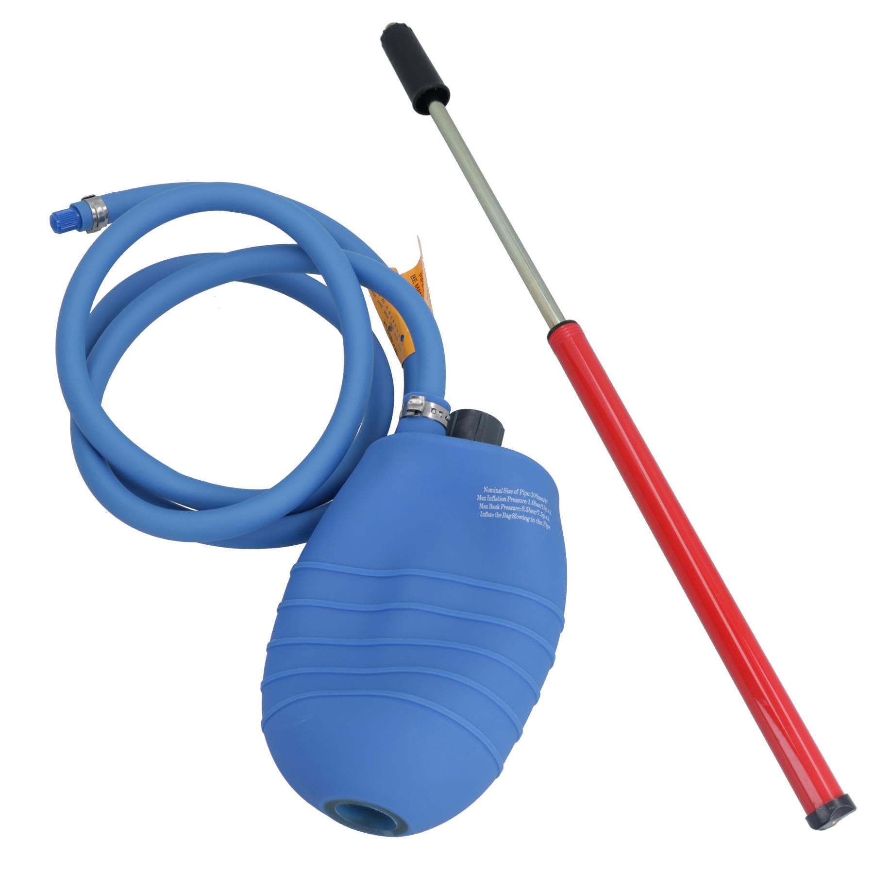 PVC Testing/Sealing Inflatable Air Bag 4" (100mm) Drain Pipe Bung & Hand Pump