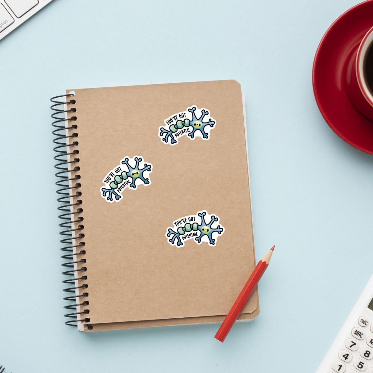 3Pcs You've Got Potential Sticker Cute Neuron Psychology Gift Stickers Neuroscience Brain Funny Meme Science Medical You ve Got Potential Biology Decal for Laptop Bottle Car Hard Hat 3" (Y1)