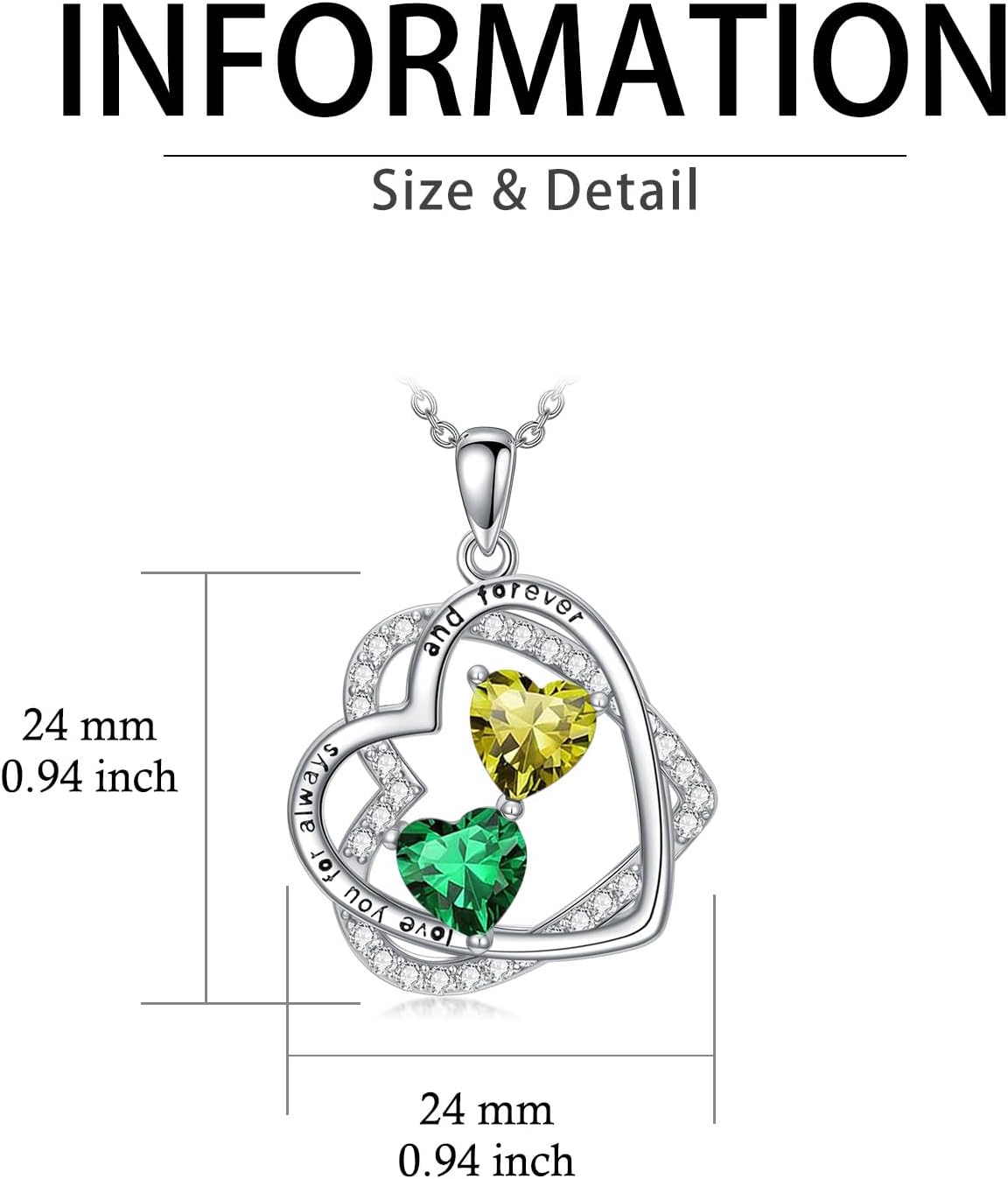 Gifts for Her I Love You Birthstone Necklace 18k White Gold Plated Heart Pendant with CZ Stones Birthday Gifts for Women Romantic Gift for Wife, Girlfriend, Her, Anniversary, Valentine's Day, Christmas - Image 6