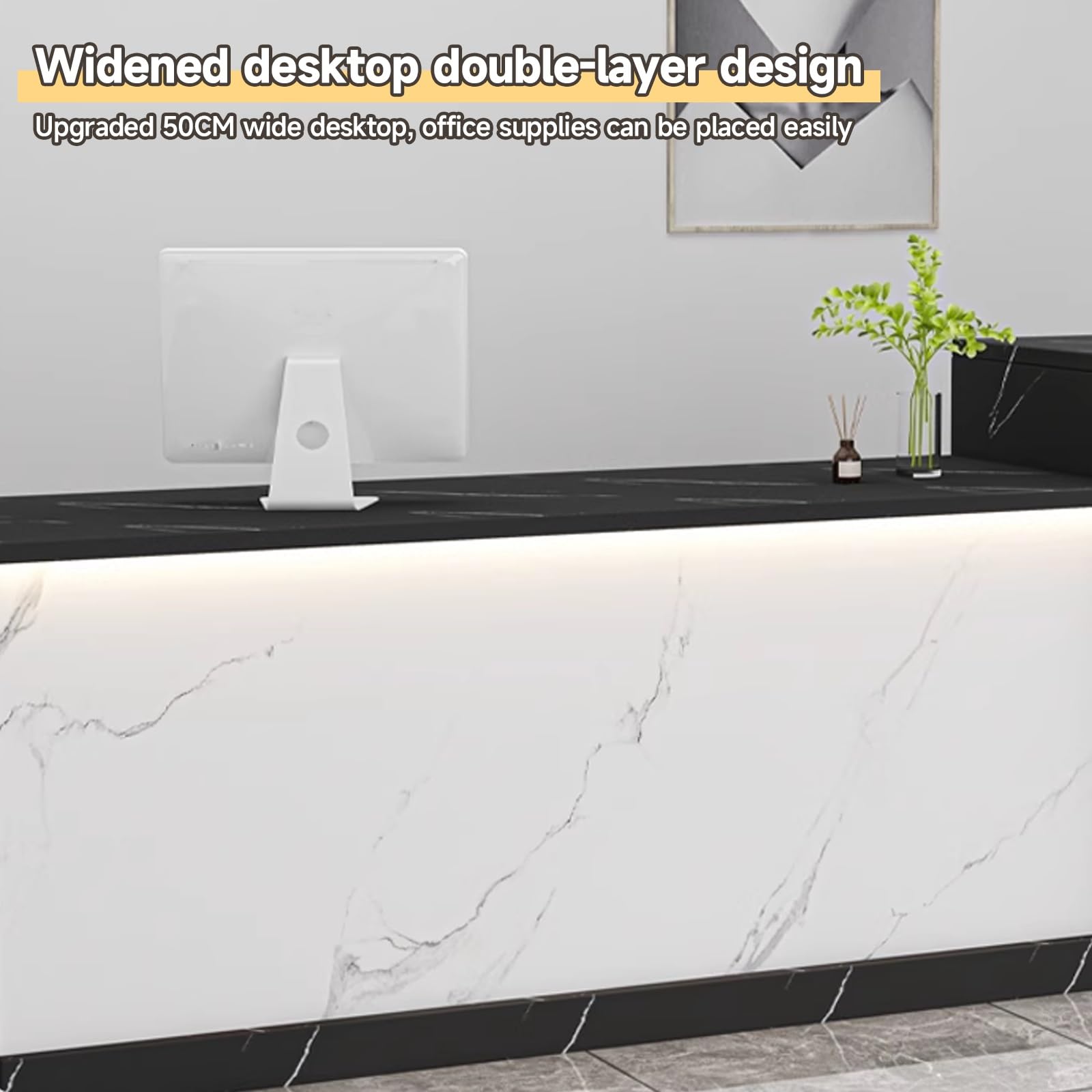 Moderno banco di archiviazione per reception, scrivania, ufficio, elegante, per negozi di scarpe e negozi di cosmetici, colore caffè al latte