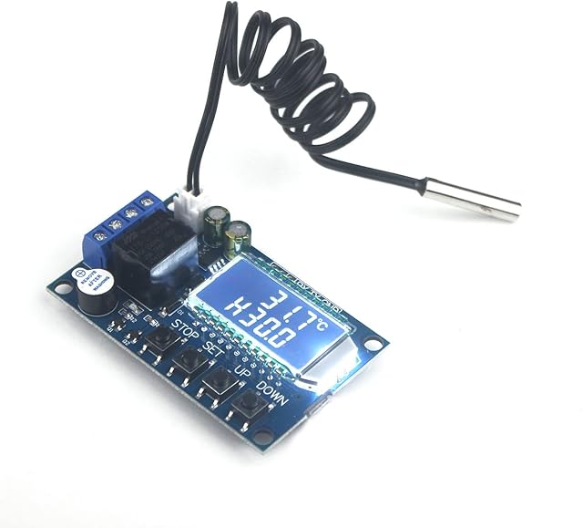 Taikuwu Electronic Thermostat Controller,DC 6-30V 24V LCD Digital Temperature Control Board 50~110 Temp Control Switch Module with Waterproof Sensor Probe
