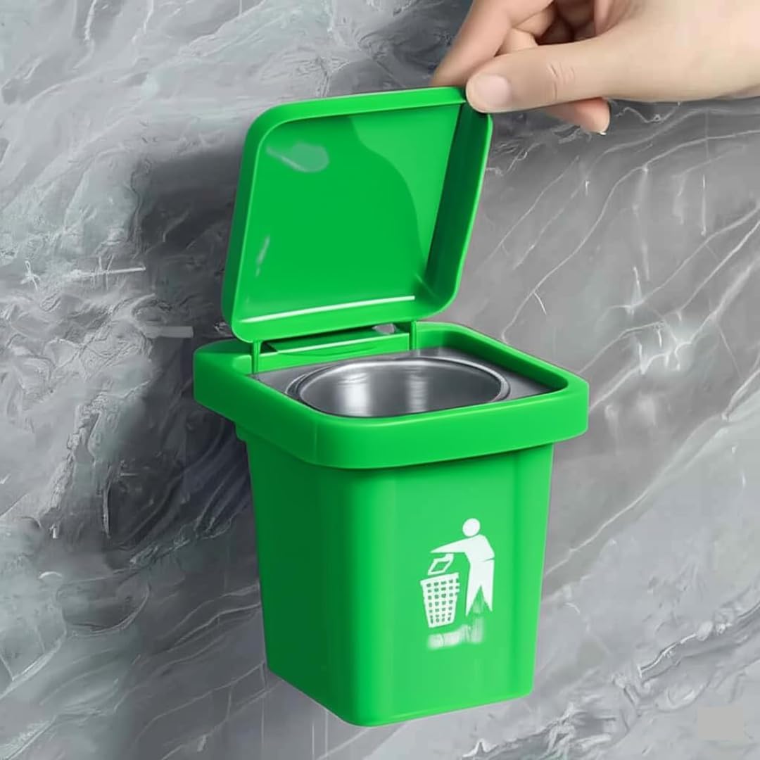 Steel Wall Hanging Ashtray Dustbin with Plastic Lid, Wall Mounted Smoking Ashtray for Home, Office, Hotel, Balcony & Washroom (Pack of 1)-picture-11