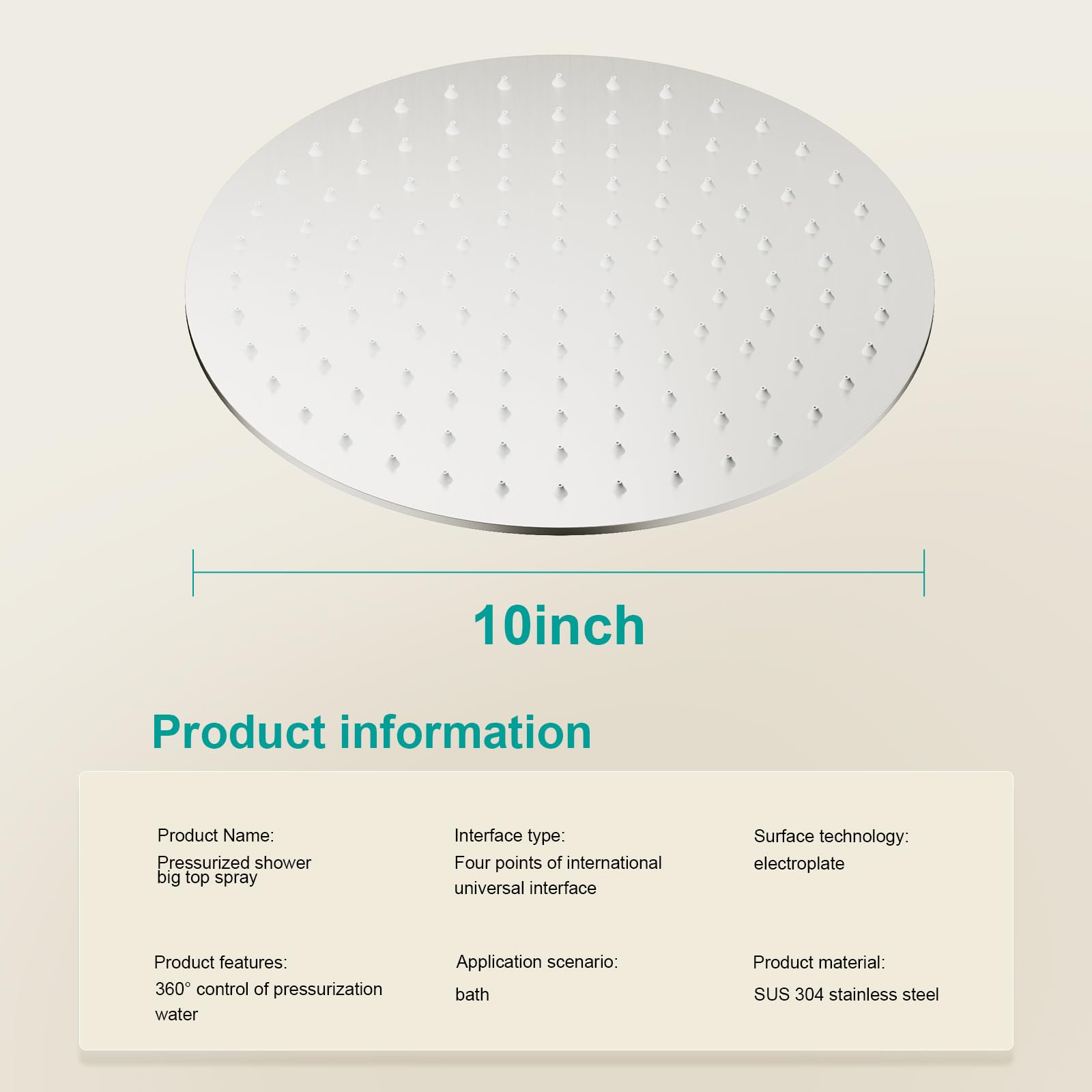 AULEEND All Metal Rain Shower Head - Heavy Duty Stainless Steel, Easy Install, High Water Flow, Ultra-Thin Modern Design for Bathroom (Brushed Nickel, 10?BNW0088