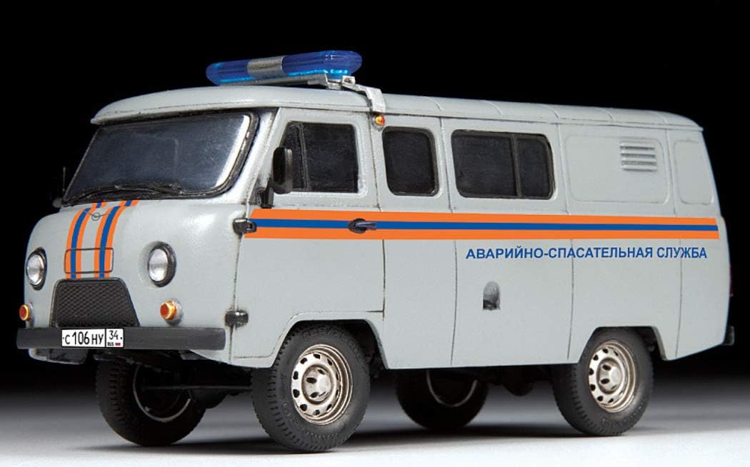 Zvezda 43002 500043002-1 500043002 – 1:43 UAZ 3909 Emergency Service – Plastic Construction Model Assembly Kit – for Beginners – Detailed, Unvarnished
