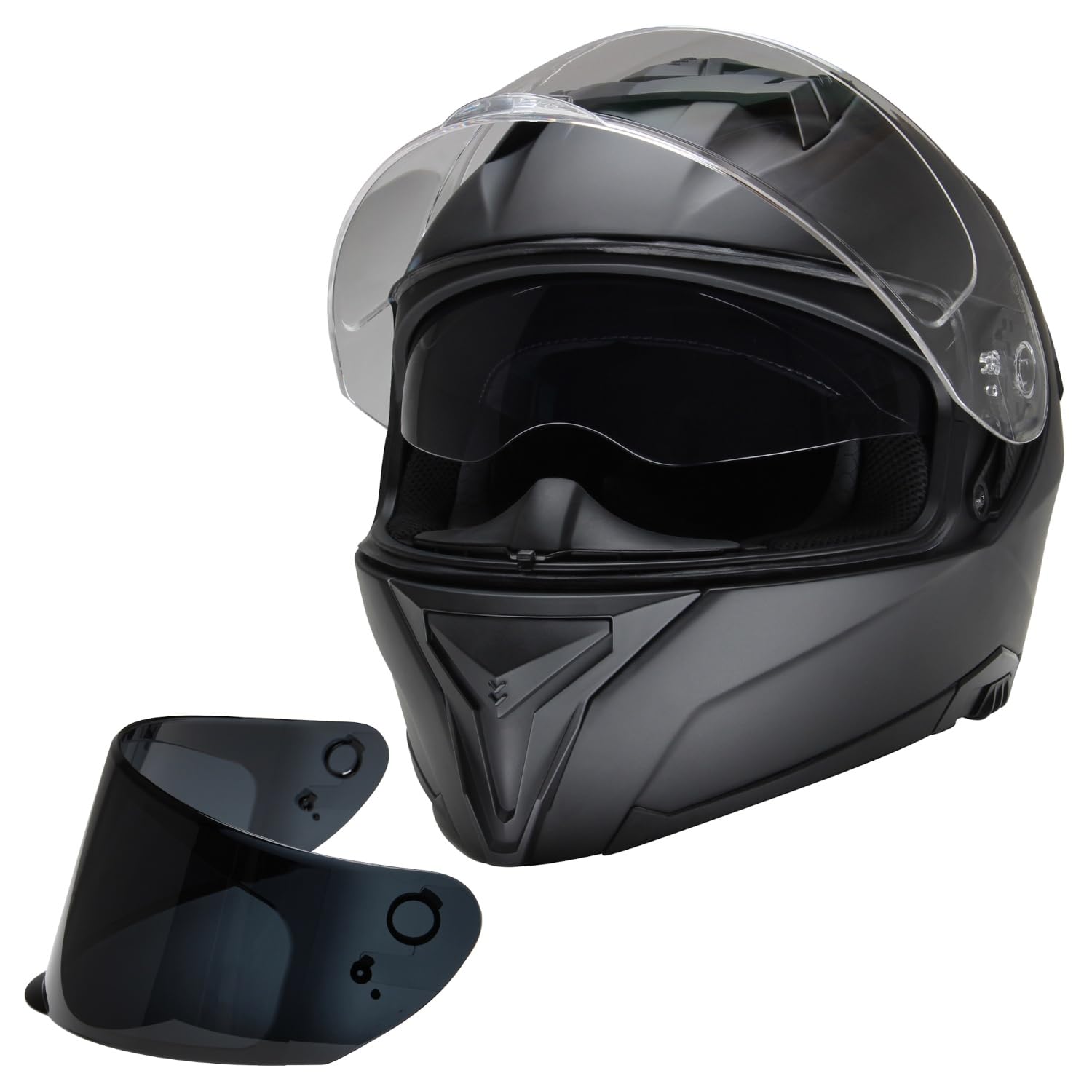 CMX Integralhelm Motorradhelm Blacky M schwarz matt | Visier klar montiert, Visier getönt beiliegend