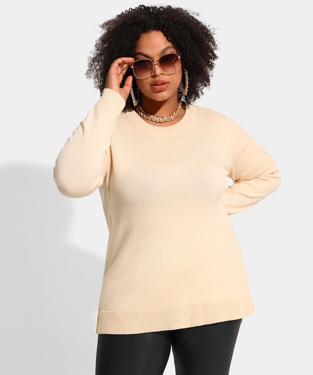 RITERA Plus Size Sweater for Women Pullover Crewneck Knit Side Split Sweatershirt Winter Casual Basic Oversize XL-5XL - Image 3
