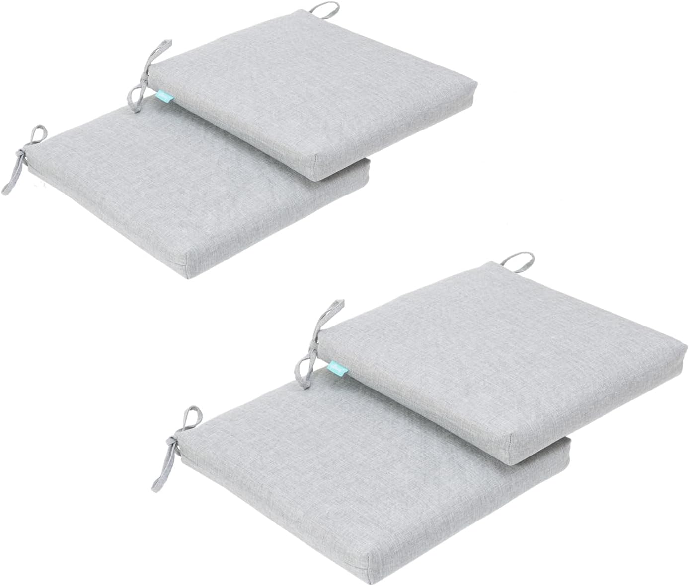 QILLOWAY Outdoor Indoor Chair Pads,Seat Cushions, Square Foam Dining Chair Patio Cushion Set of 4, All Weather, 17" Lx17 Wx3 D, Gray,White