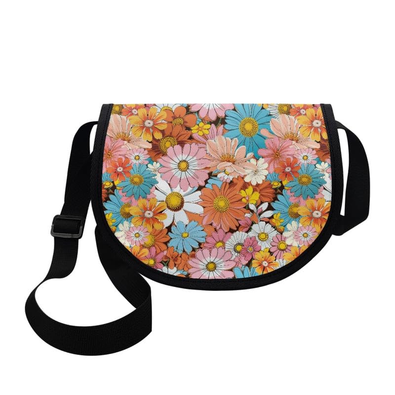 Damask Flowers Classic Messenger Bag Vivid Goldfish Crescent Canvas Cross Body Bag American Flag Pride Shoulder Bags