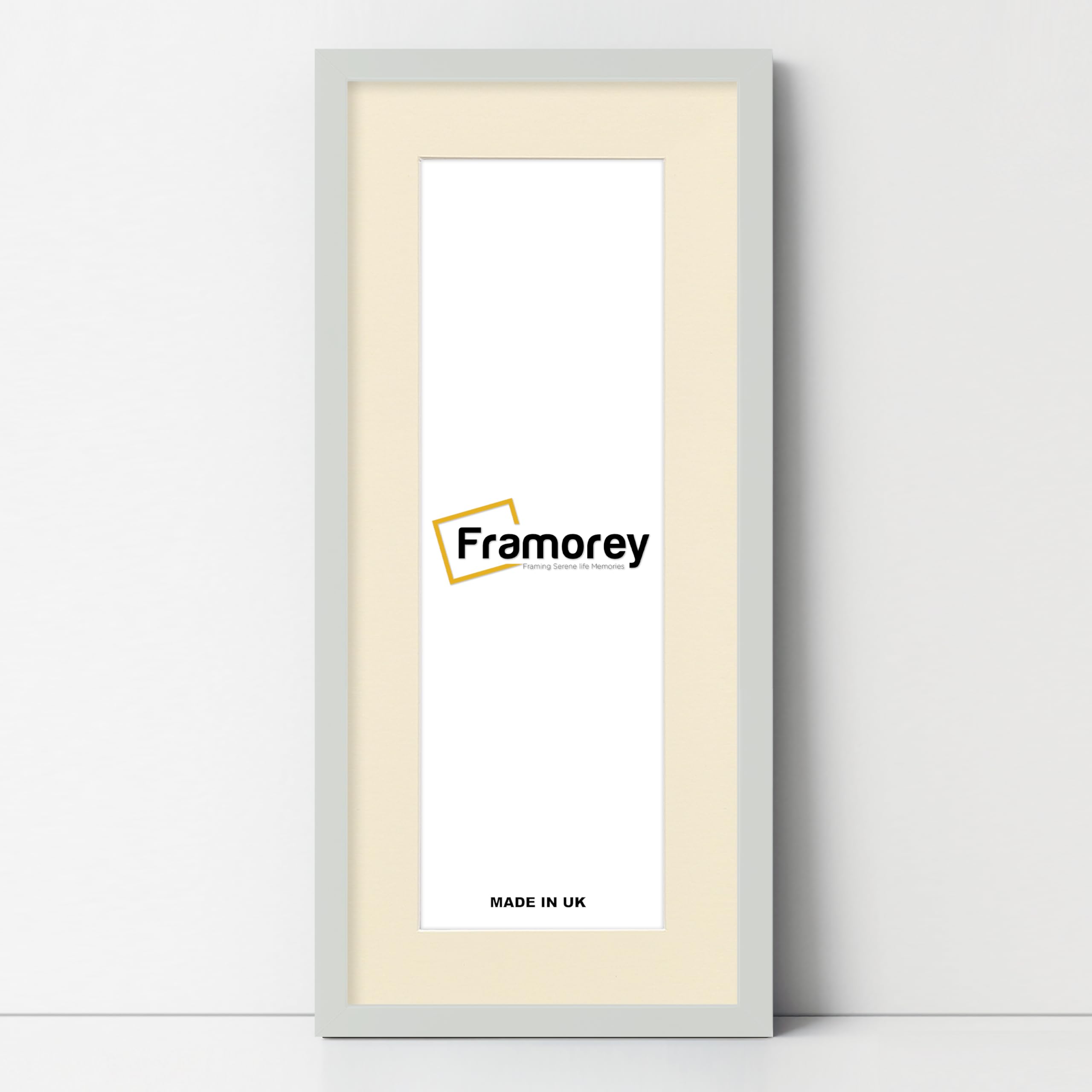 FRAMOREY Oxford Thin Picture Frame, 16x12" Silver Photo Frame With 12x8" Ivory Mount, Art Poster Frame, Photo Print Frames, With a High Clarity Styrene Shatterproof Perspex Sheet