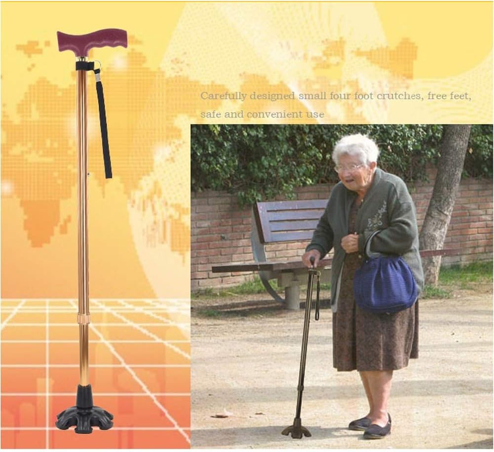 Beyoung Standing Quad Support Cane Tip Mobility Quadpod Stable Cane Support Walking Stick Base Tip Stabilizing Device Self Standing Quadruple Cane Tip (Quad Tip)