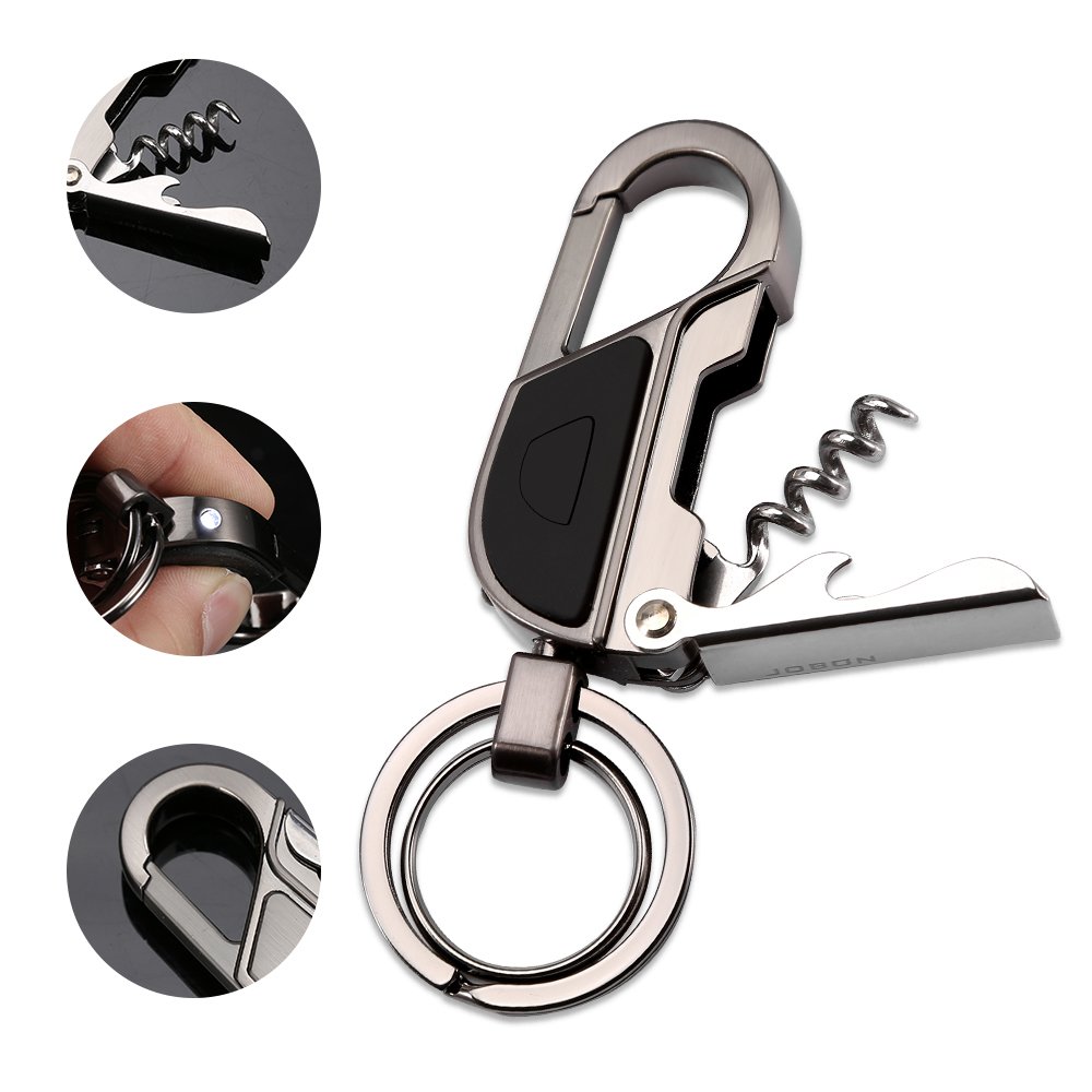 Keychain Wine Opener, Jobon Corkscrew Key Chain Flashlight Multitool