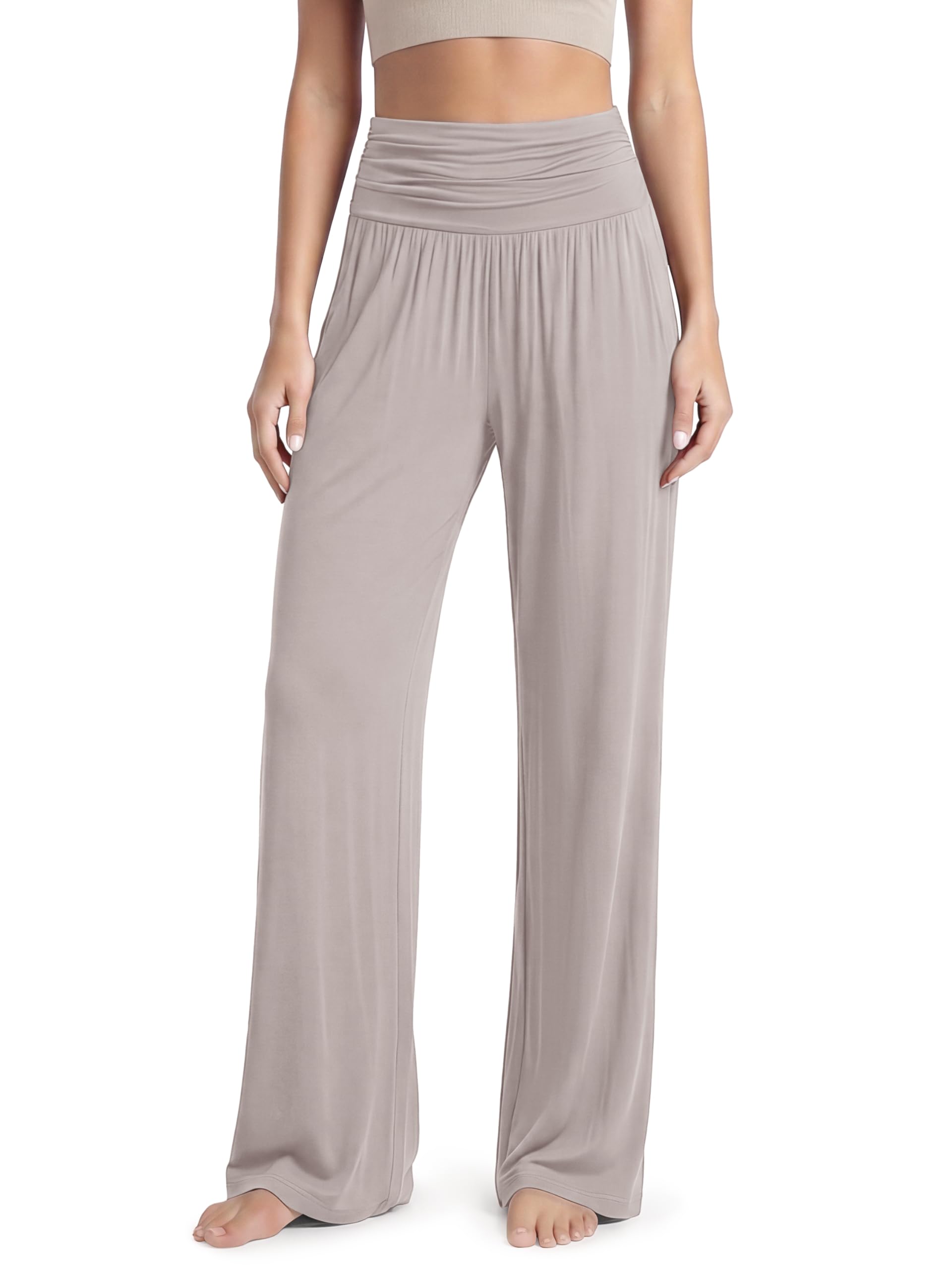 ODODOS Women's Wide Leg Palazzo Lounge Pants with Pockets Light Weight Loose Comfy Casual Pajama Pants-26/28/30"/32" Inseam