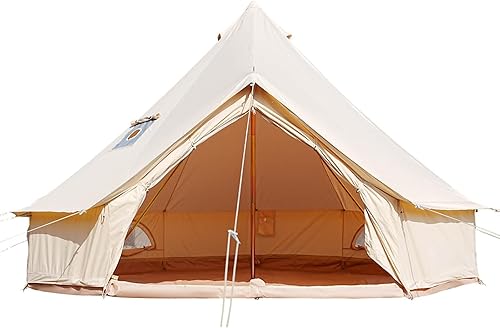 Tienda de campaña de lona con estufa Jack Yurta impermeable y transpirable, tienda de campaña Glamping con hoja de tierra desmontable para fiesta