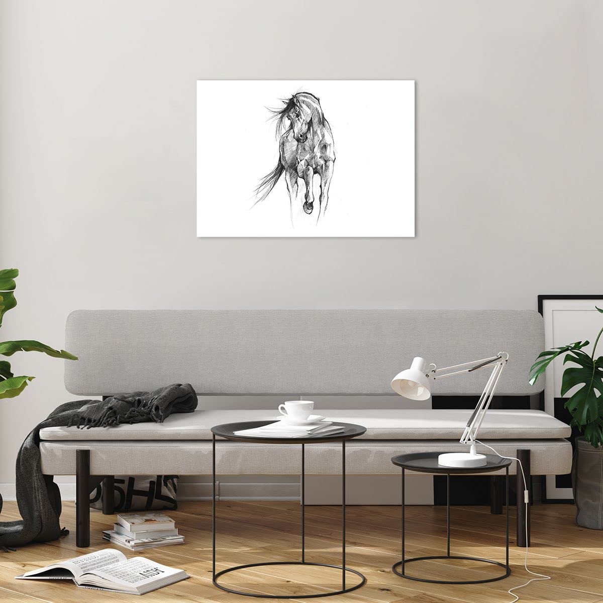 Tableau Déco Sur Verre 70x50cm – Cheval Artistique, Noir Et Multicolore, ARTTOR