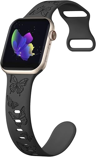 Miniatura 3 de Bandas con grabado de mariposa compatibles con Apple Watch de 41mm 40mm 38mm 49mm 46mm 49mm 46mm 45mm 44mm 42mm, mujeres, correa deportiva de