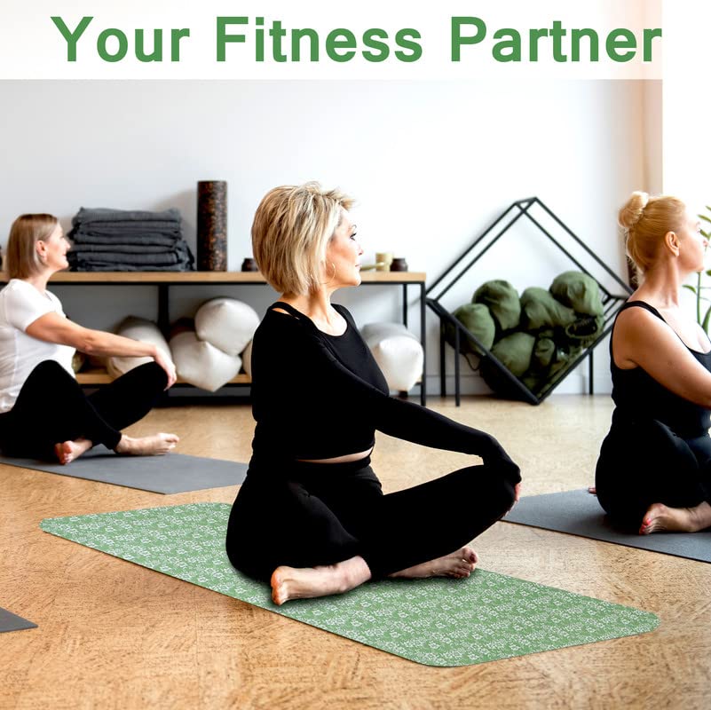 Image of Printed Yoga mats Exercise Mat Anti-Skid 4mm thickness Water /Dirt Proof Lightweight easy to Carry gym workouts for men women children with Carry Strap (Green) (2Fts x 6Fts) (4mm Thickness)