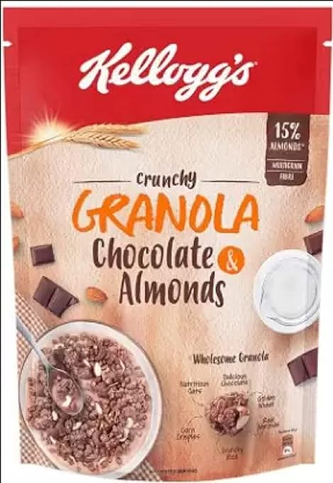 Kellogg's runchy Granola Chocolate & Almonds, 450 g ( Pack of 2) (900 g, Vacuum Pack, Pack of 2)
