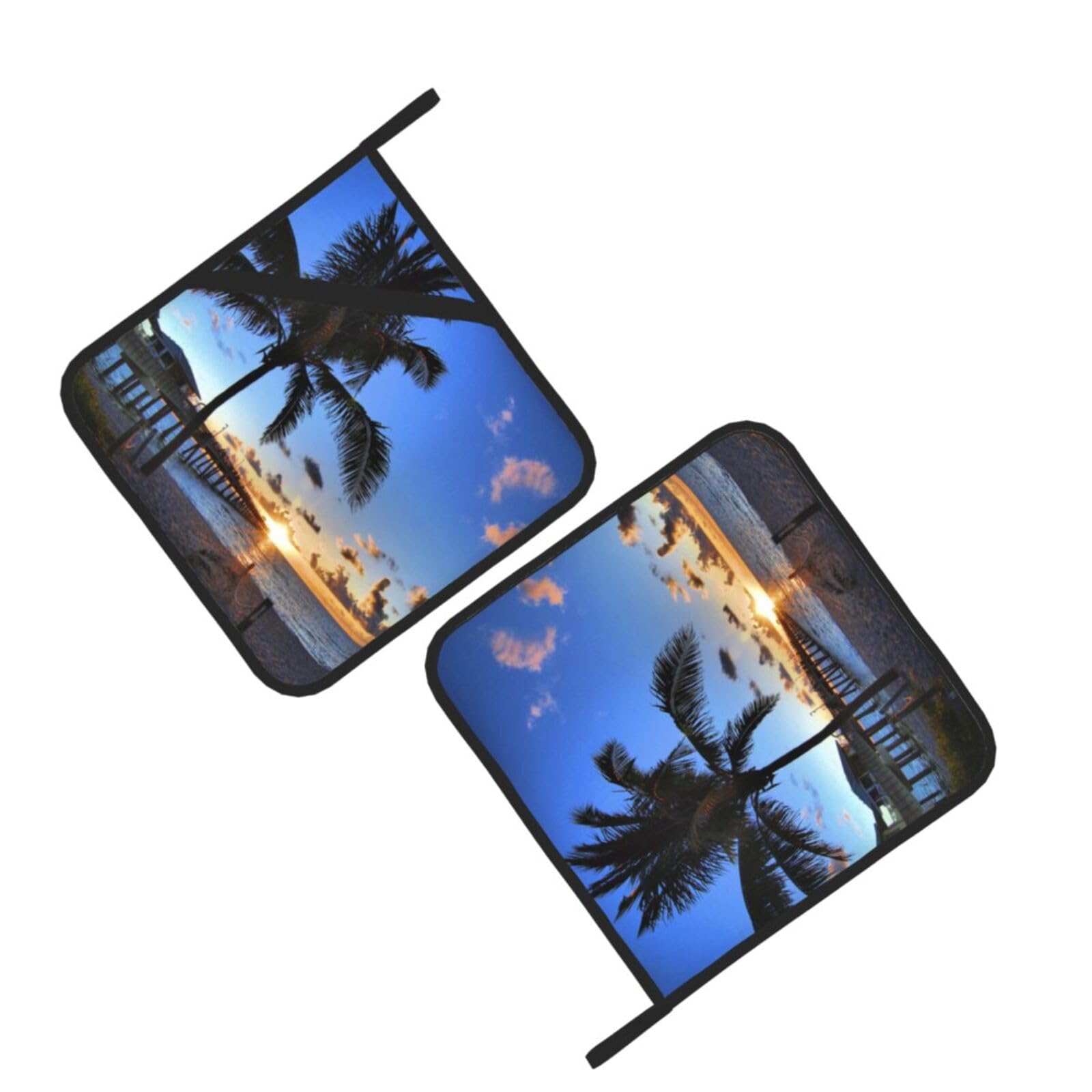 Sunrise seaside Palm Tree Printed Oven Pot Holders Set of 2 Pcs Heat Resistant Kitchen Microwave Potholders for Cooking Baking Grilling