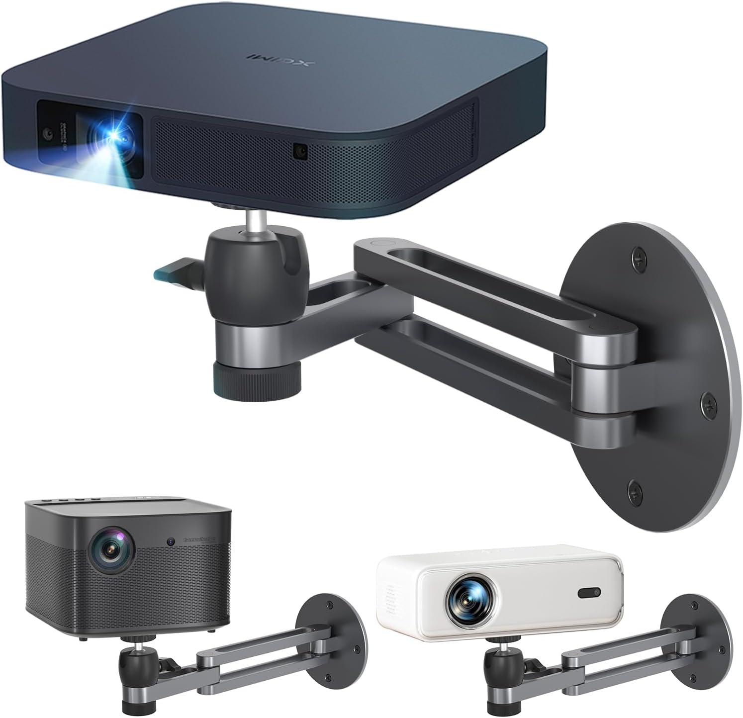 Foldable Projector Wall Mount Universal Adjustable Ceiling Wall Projector Mount Aluminum Alloy Projectors Stand,1/4" Screw Size (Wall Mount)…