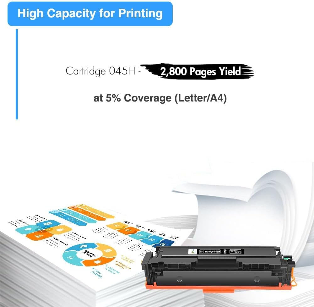 045 045H Black Toner Cartridge Compatible Replacement for Canon 045 045H CRG-045H MF634 Color ImageCLASS MF634Cdw MF632Cdw LBP612Cdw MF632 LBP610C MF630C Printer Ink (Black, 1-Pack)