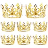 8-Piece Pearl Crystal Tiara Cake Toppers - Queen & Princess Decorative Crowns for Birthday Party, Wedding, Baby Shower (Gold)